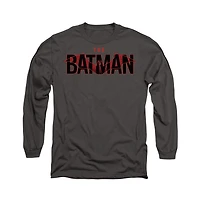 Batman Men's The Logo With Red Bat Long Sleeve Adult Tee / T-Shirt