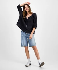 Free People Women's Lucy Cotton Button-Front Swing Blouse