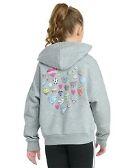 adidas Big Girls Long-Sleeve Heather Multi Graphic Fleece Pullover Hoodie