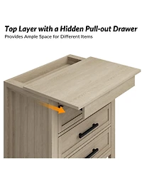Hulala HomeTheresa Transitional 3-Drawer Nightstand with Hidden Pull-out Drawer