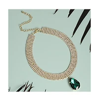 Sohi Teardrop Stone Statement Necklace