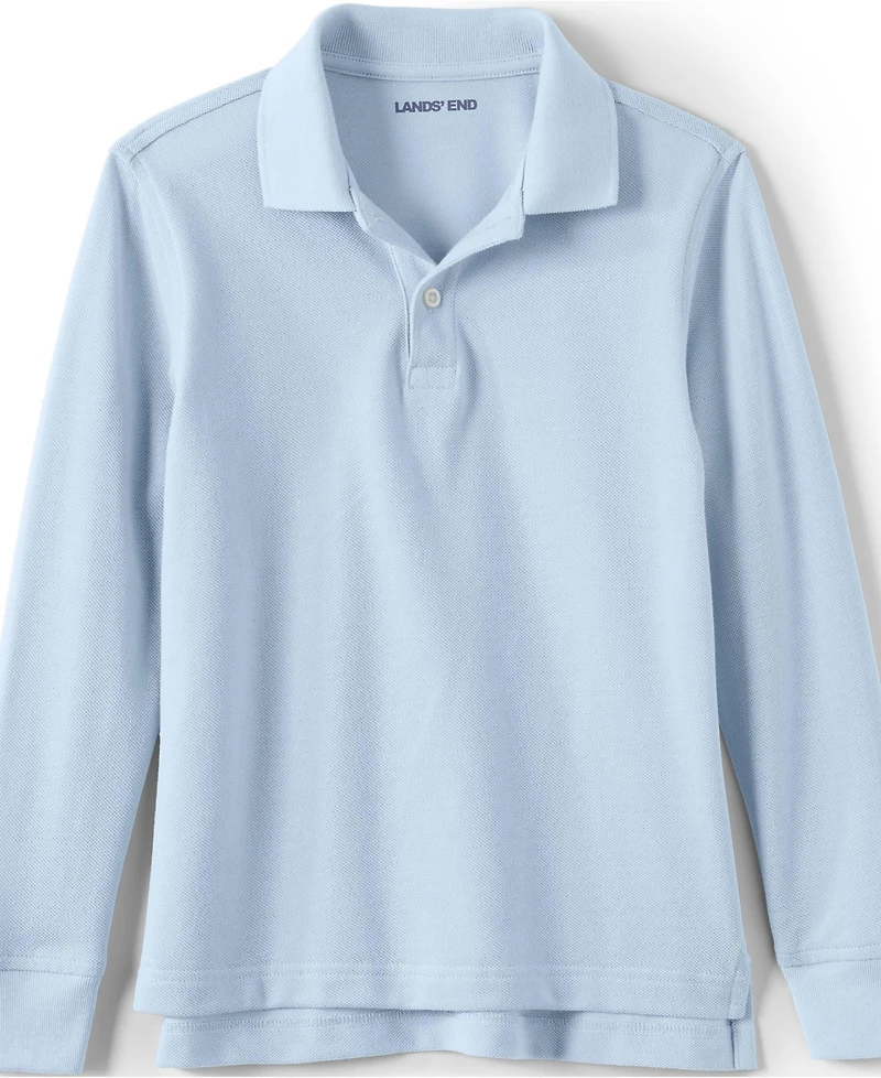 Lands' End School Uniform Kids Long Sleeve Mesh Polo Shirt