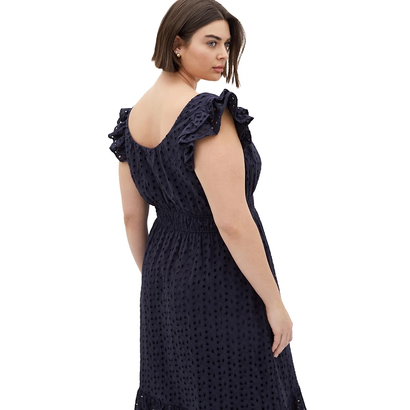 City Chic Plus Sweet Broderie Midi Dress