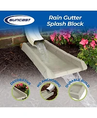 Suncast SB24 Decorative Rain Gutter Downspout Garden Splash Block, Light Taupe
