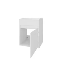 Fm Furniture White Bathroom Floating Vanity with Sink, 1 Door, White