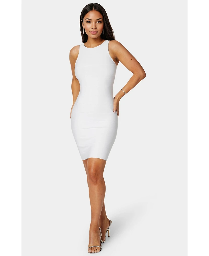 Bebe Women's Racer Neck Bandage Short Dress