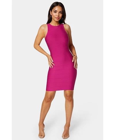 Bebe Women's Racer Neck Bandage Short Dress
