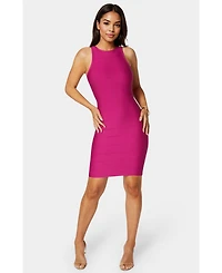 Bebe Women's Racer Neck Bandage Short Dress
