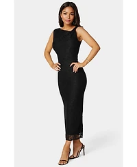Bebe Women's Twist Sleeve Lace Midi Dress