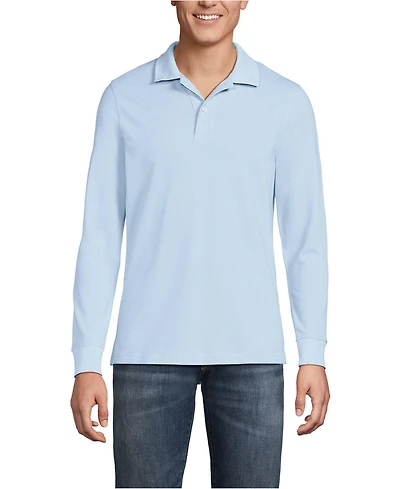 Lands' End Men's School Uniform Long Sleeve Mesh Polo Shirt
