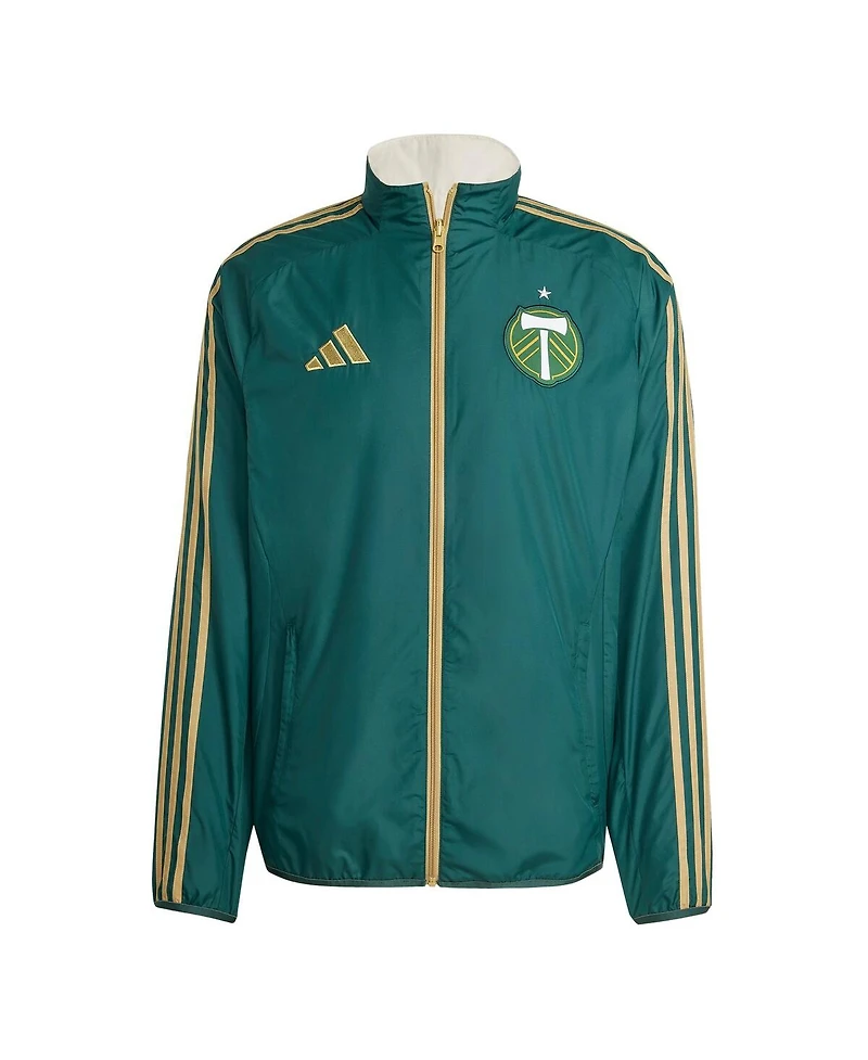 Adidas Men's Green/White Portland Timbers 2025 Anthem Reversible Full-Zip Jacket