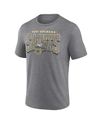Fanatics Men's Heather Gray New Orleans Saints Warped Block Tri-Blend T-Shirt