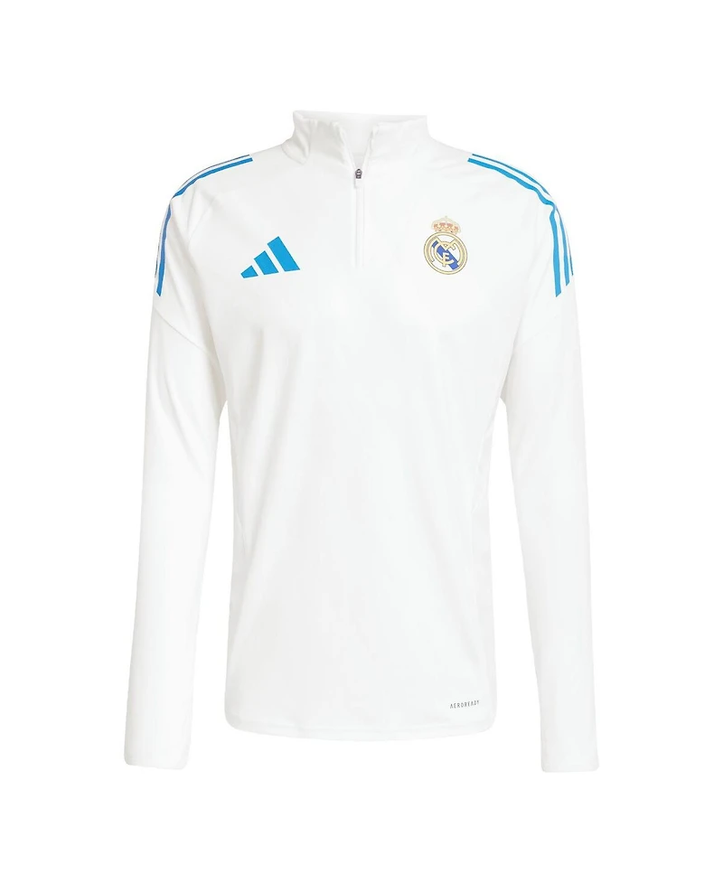 Adidas Men's White Real Madrid 2025/26 Aeroready Raglan Quarter-Zip Training Sweatshirt