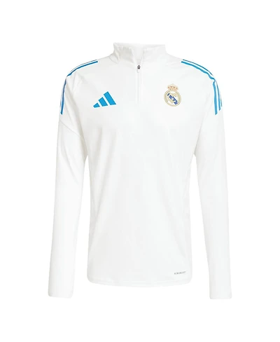 Adidas Men's White Real Madrid 2025/26 Aeroready Raglan Quarter-Zip Training Sweatshirt
