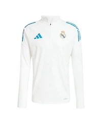Adidas Men's White Real Madrid 2025/26 Aeroready Raglan Quarter-Zip Training Sweatshirt
