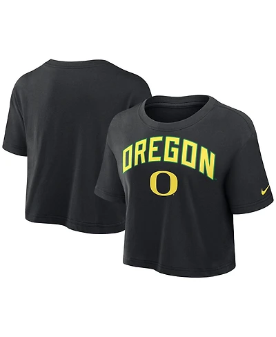 Nike Women's Black Oregon Ducks Athletic Prep Arch Performance Cropped T-Shirt