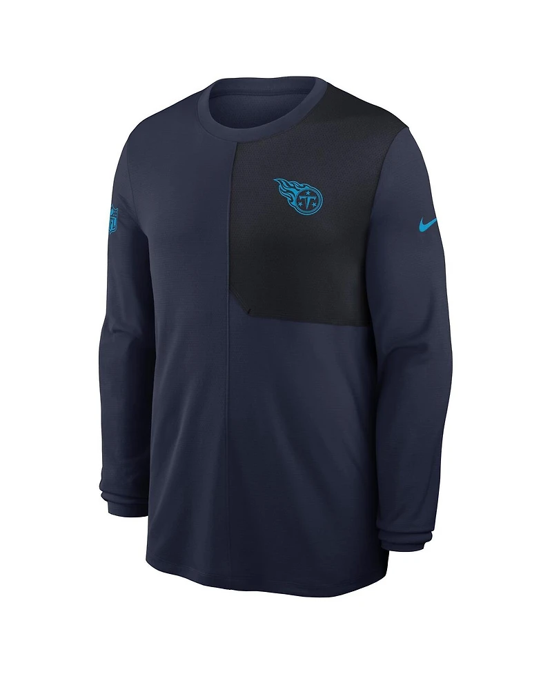 Nike Men's Navy Tennessee Titans Sideline Coach Uv Performance Long Sleeve T-Shirt