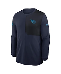Nike Men's Navy Tennessee Titans Sideline Coach Uv Performance Long Sleeve T-Shirt