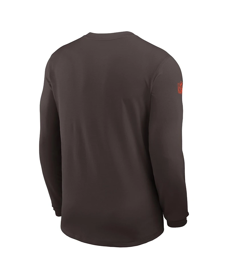 Nike Men's Brown Cleveland Browns Sideline Coach Uv Performance Long Sleeve T-Shirt