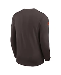 Nike Men's Brown Cleveland Browns Sideline Coach Uv Performance Long Sleeve T-Shirt