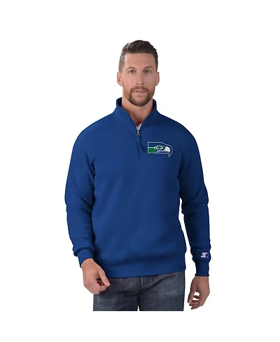 Starter Men's Royal Seattle Seahawks Classic Quarter-Zip Pullover Sweatshirt