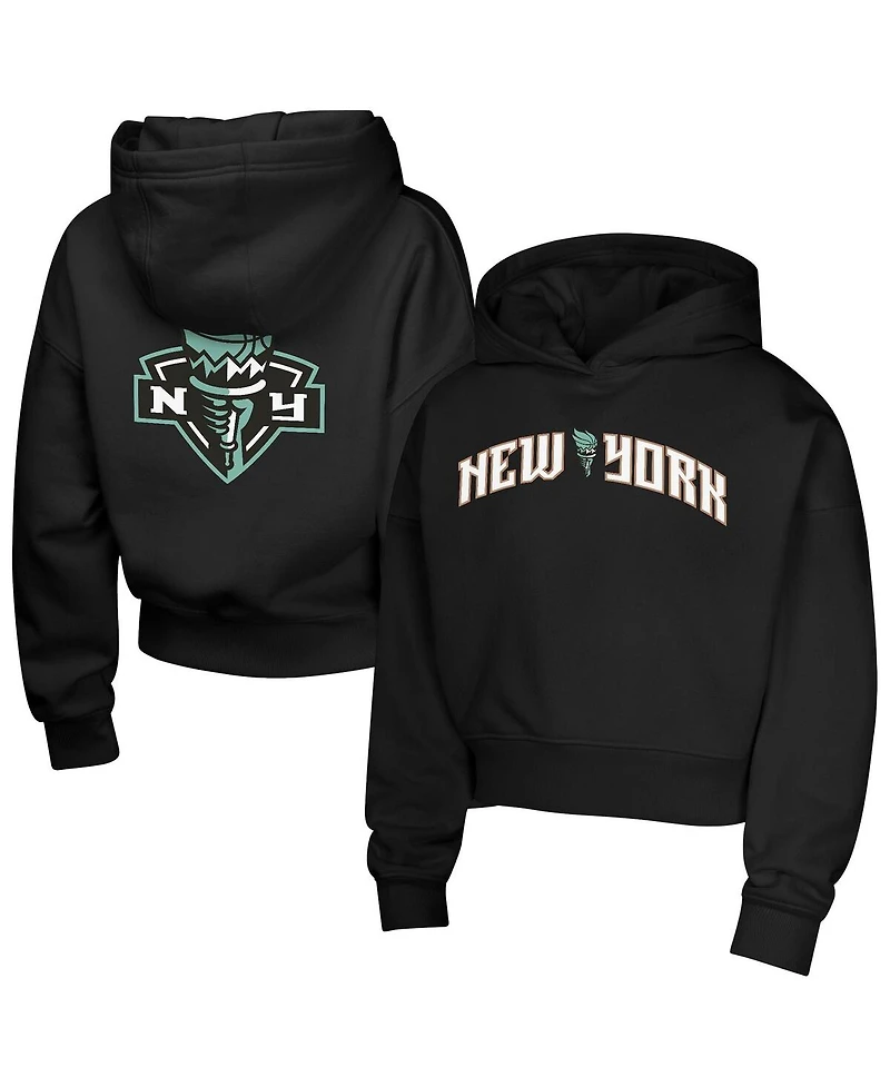 Outerstuff Big Girls Black New York Liberty Top Closer Fashion Pullover Hoodie