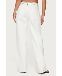 Edikted Women's Quincy Studded Low Rise Jeans
