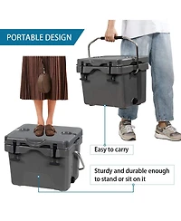 16 Quart 24-Can Capacity Portable Insulated Ice Cooler with 2 Cup Holders