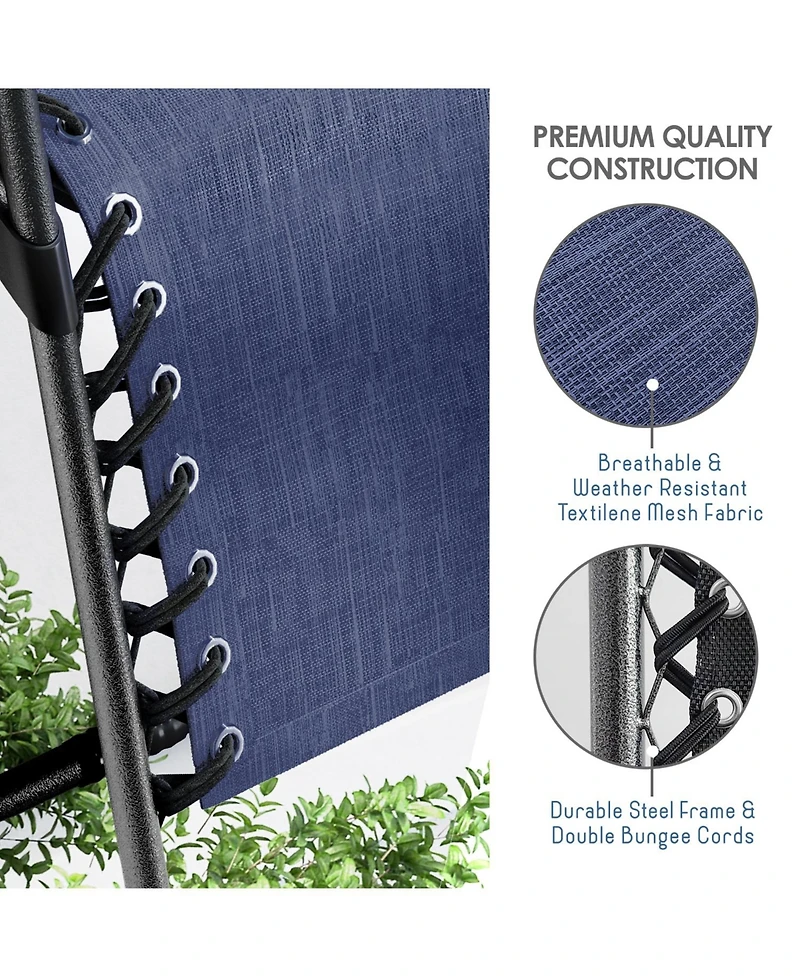 Outdoor Patio Zero Gravity Chairs Set of 4 - Reclining Lounge with Pillows & Cup Holders