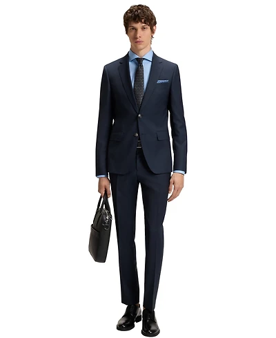 Boss by Hugo Men's Micro-Patterned Virgin Wool Slim-Fit Suit