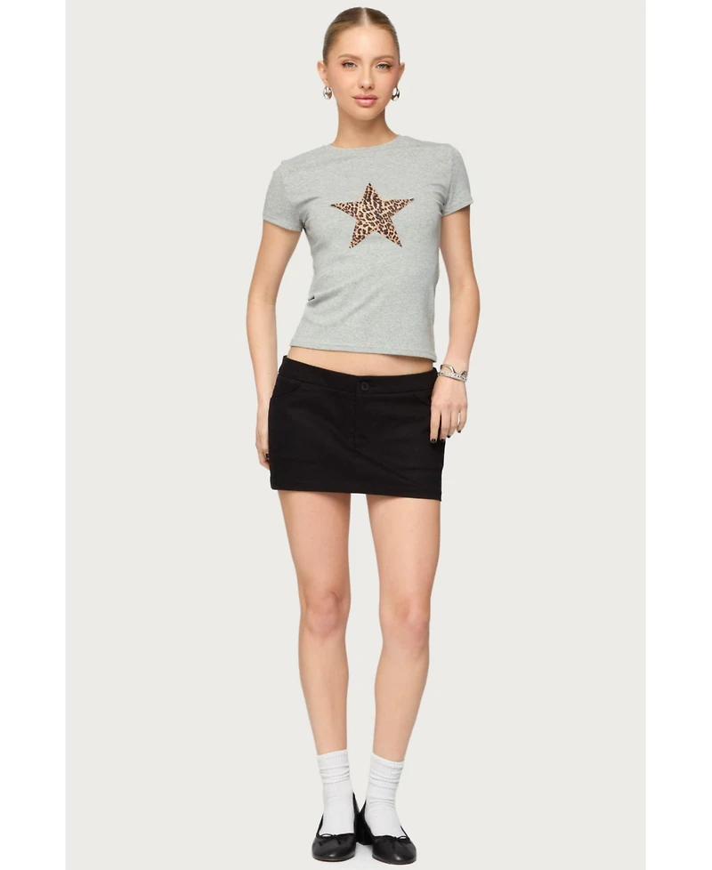 Edikted Womens Hayes Twill Mini Skort