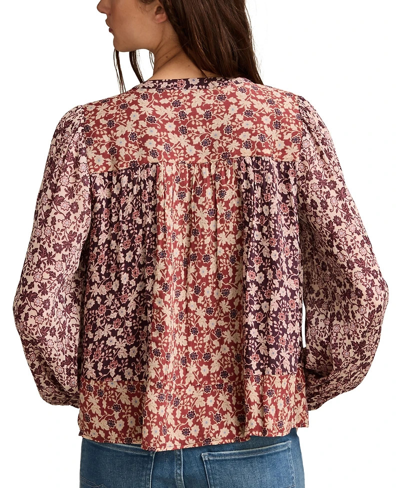 Lucky Brand Women's Printed Long-Sleeve Boho Blouse