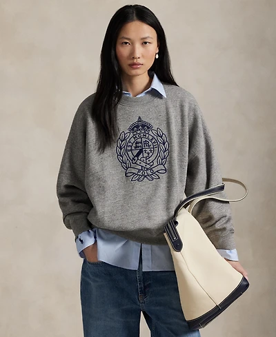 Polo Ralph Lauren Women's Embroidered-Crest Fleece Crewneck