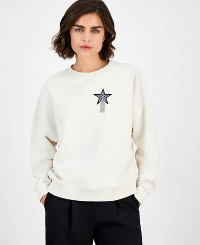 Boss Orange Women's Cotton Star Crewneck Sweatshirt
