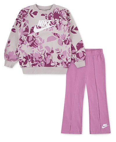 Nike Toddler Girls 2-Piece Floral Camo Crewneck Sweatshirt and Leggings Set