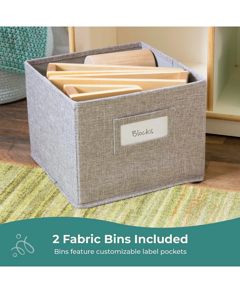 Guidecraft EdQ Reading Nook - Natural: Children's Wooden Bedroom Bench, Kids' Bookshelf, Toy Cubby Organizer and Cube Storage