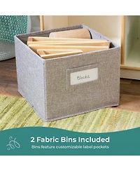 Guidecraft EdQ Reading Nook - Natural: Children's Wooden Bedroom Bench, Kids' Bookshelf, Toy Cubby Organizer and Cube Storage