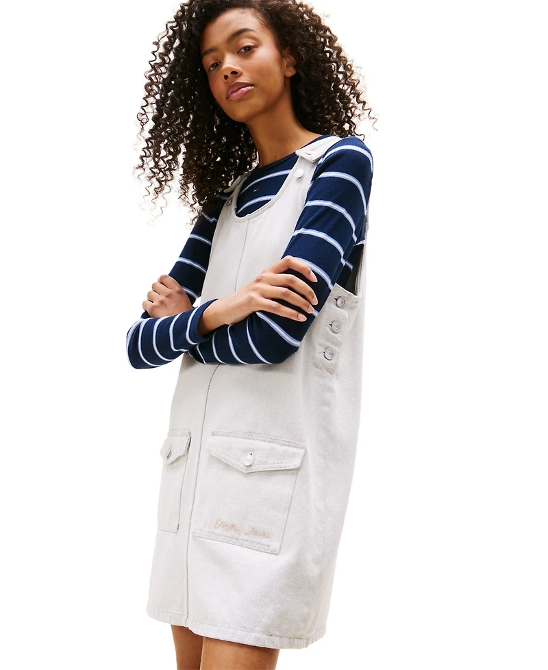 Tommy Jeans Women's Scoop-Neck Sleeveless Pinafore Dress