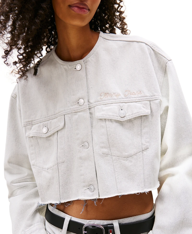 Tommy Jeans Women's Oversize Collarless Crop Jacket