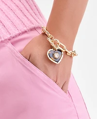 On 34th Crystal & Tortoise-Look Heart Charm Link Bracelet, Macy's Exclusive