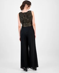 Connected Women's Leopard Print Bodice Chiffon Jumpsuit