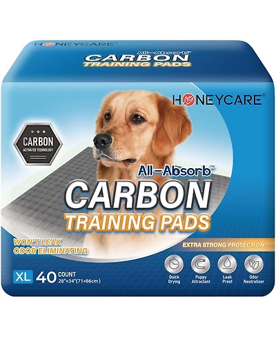 HoneyCare Carbon All-Absorb Puppy Training Pads Dog Potty Pads Absorb Eliminating Urine Odor, Jumbo-Size Charcoal Puppy Pad Xl 28x34 inch, 80ct