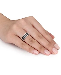 Black Diamond Double Row Beaded Eternity Band (1-1/6 ct. t.w.) 14k Gold
