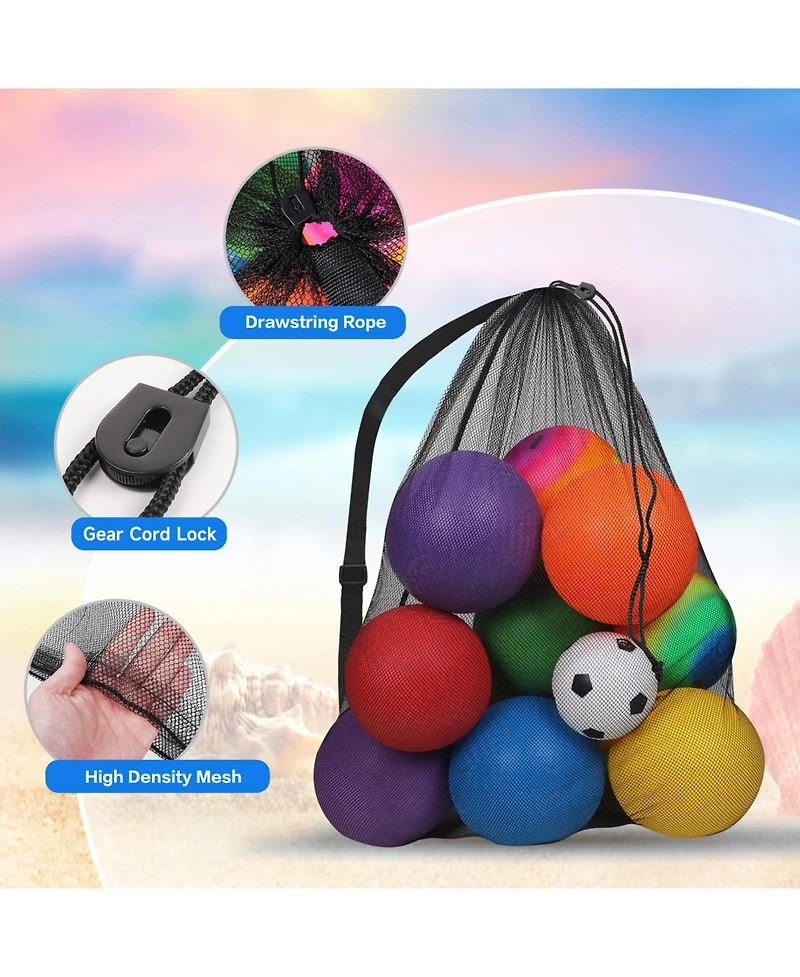 30" x 40" Extra-Large Mesh Sports Ball Drawstring Bag with Adjustable Shoulder Strap (Several Colors Available