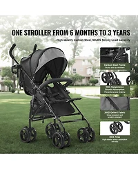 Slickblue Kids Lightweight Stroller Compact Easy Fold Adjustable Backrest Storage