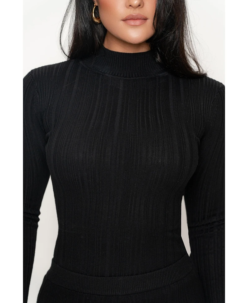 Jluxlabel Women's Ribbed Mock Neck Top