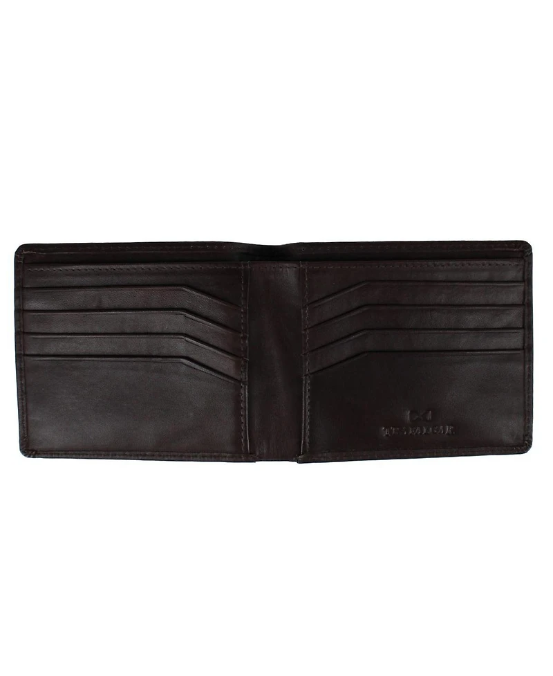 Trafalgar Men's Lazzaro Lattice Weave Leather Bi-Fold Wallet