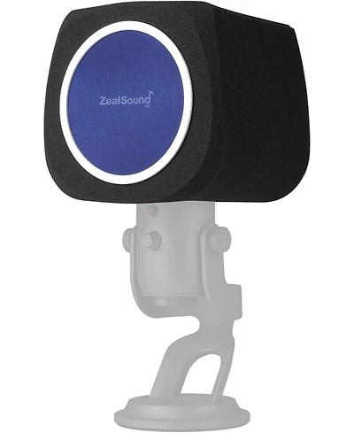 ZealSound Microphone Isolation Shield with Pop Filter, Noise-Canceling Foam Cover for Yeti, Nano, SoloCast & More Usb Mics (Black + Blue)