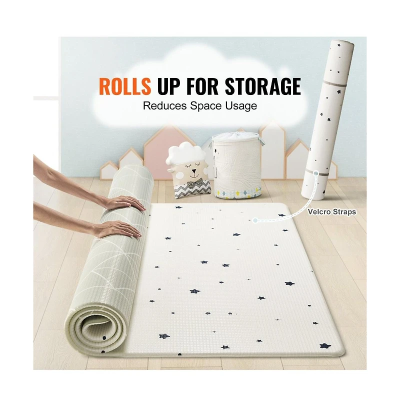 Slickblue Two-Sided Soft Baby Play Mat for Crawling and Activity Kids Floor Mat