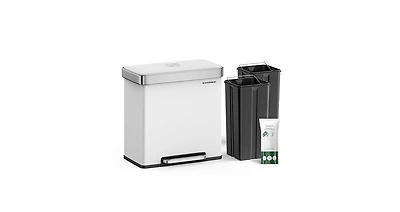Songmics Home 16 Gallon Dual Compartment Trash Can with Removable Buckets, White